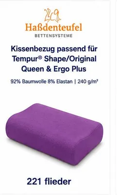 Produktbild von Kissenbezug passend für TEMPUR Shape/Original Queen & Ergo Plus – 20 Farben