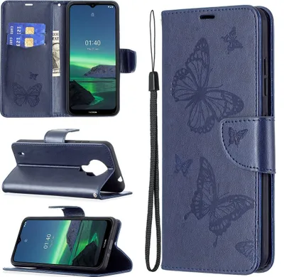 Produktbild von Mobigear Butterfly  Nokia 1.4 Hülle Klapphülle Geldbörse - Blau
