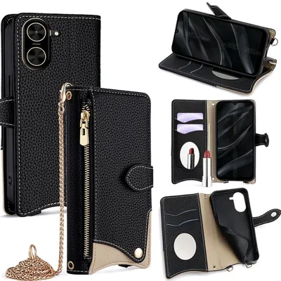 Image de Étui de protection en similicuir à bandoulière pour Xiaomi Redmi A5 4G, noir