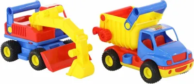 Immagine prodotto di WADER ConsTruck Set 2 pezzi Camion ribaltabile con escavatore Veicoli da costruzione colorati