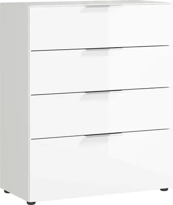 Produktbild von Kommode - 83 x 102 cm - 4 Schubladen - Weiß - Glas