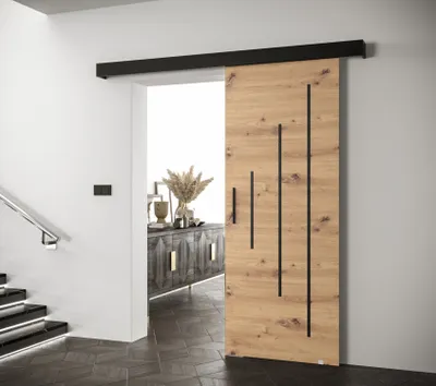 Produktbild von Schiebetür mit schwarzem Griff SALOME 11 – Eiche Artisan / schwarz