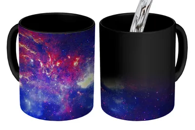 Obrázek produktu pro MuchoWow® Kouzelný pohár Galaxie - Hvězdy - Červená 350 ml Barva měnící se pohár Dárkový nápad - foto hrnek