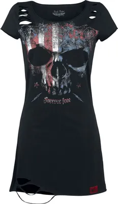 Produktbild von Rock Rebel by EMP Damen schwarzes kurzes Kleid mit Totenkopf-Print 3XL