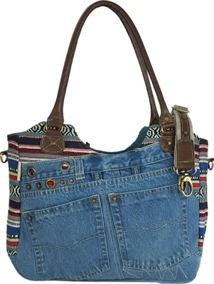Produktbild von Sunsa Nachhaltige Handtasche. Damen große Umhängetasche aus recycelte Jeans.