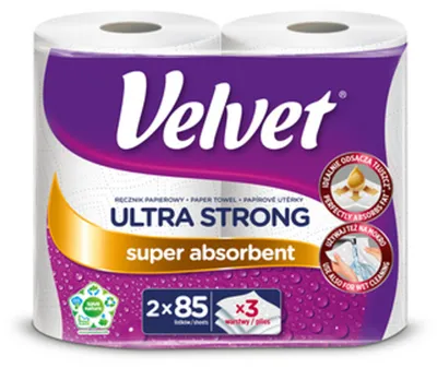 Immagine prodotto di Velvet Asciugamani di carta Ultra Strong a 3 strati, 2 rotoli
