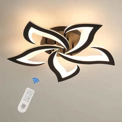 Productafbeelding van Riserva LED plafondlamp, dimbaar, 40W, bloembladontwerp, zwart – Dimbaar, kleurtemperatuur 3000K-6500K, zwart