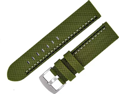 Produktbild von Uhrenarmband RAUTEN-619 grün 22mm KUNSTLEDER Textiloptik