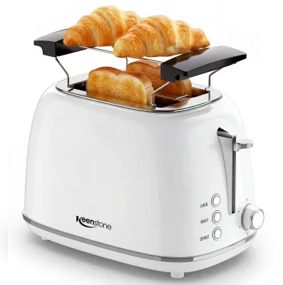 Obrázek produktu pro Keenstone, toustovač na 2 bochníky, retro design, nerezová ocel, široký otvor, 6 stupňů pro nastavení opékání