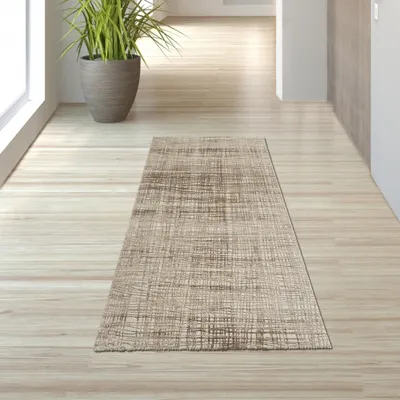 Produktbild von Wohnzimmerteppich abstrakt gestreift in beige-gold Größe - 80 x 150 cm