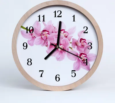 Produktbild von Holzuhr 30fi cm wanduhr - Orchidee Blumen