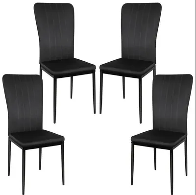 Produktbild von Esszimmerstühle 4er Set - Polsterstuhl Samt - Ergonomische Rückenlehne - Gepolsterte Sitzfläche - Metallbeine - Modernes Design - Schwarz