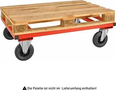 Produktbild von Kongamek Palettenwagen in rot 305mm hoch ohne Bremse für Euro-Paletten 1200x800mm