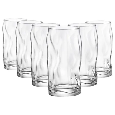 Produktbild von Bormioli Rocco Sorgente Highball Gläser - Moderne Zerfurchter Wasser-Saft-Cocktail Tumblers - 460ml - Packung mit 8