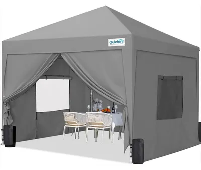 Produktbild von Faltpavillon 3x3m wasserdicht mit Seitenwänden UV-Schutz 50+ Stahlrahmen Grau