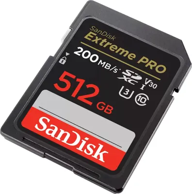 Produktbild von SanDisk Extreme PRO® SDXC™-UHS-I-Speicherkarte 512 GB, 200 MB/s, 90 MB/s