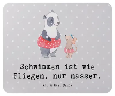 Produktbild von Mr. & Mrs. Panda Mousepad Schwimmen wie Fliegen - Grau Pastell - Geschenk, Sportler, Schmetterlingsschwimmen, Rückenschwimmen, Teamsport, Sportart, pc, Athletik, Sport