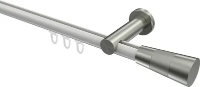 Produktbild von Interdeco Innenlaufstange / Gardinenstange mit Innenlauf Weiß / Edelstahl-Optik, Typ Platon Tanara (Konus Bicolor), 20 mm Ø 1-läufig, 520 cm