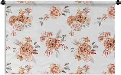 Produktbild von MuchoWow® Wandteppich Wandbehang Rosen - Bohème - Braun 90x60 cm Tapisserie Dekoration Wandtuch - Wandskulpturen - Bildteppich