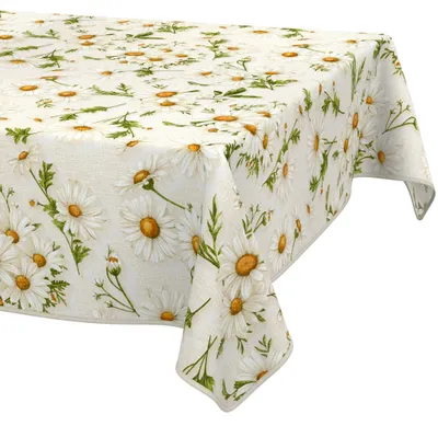 Produktbild von Tischdecke 120x160cm Rechteckig Braun abwaschbar Baumwolloptik Margeriten Braun wetterfest mit Saumkante