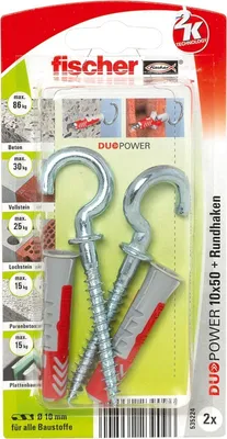 Produktbild von Dübel DUOPOWER 10x50 RH K (hellgrau/rot, 2 Stück)