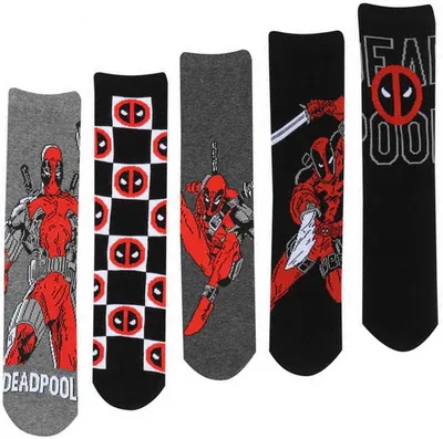 Produktbild von Deadpool - Socken für Herren/Damen Uni(5er-Pack) HE3299 (S-M) (Grau/Schwarz/Rot)