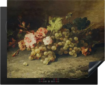 Produktbild von KitchenYeah© Herdabdeckplatte Obst - Stilleben mit Weintrauben - Alte Meister , 65x52cm, Küche Deko, Glaskeramikkochfeld Herdabdeckung, Abdeckplatte fùr Kochfeld