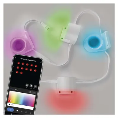 GoSmart LED bodové svítidlo - řetěz 85 cm, 4 díly, 7 W, RGBIC+CCT, stmívatelné, WiFi