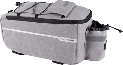Produktbild von Dunlop Fahrradtasche für Gepäckträger 7 Liter - Kühltasche - Klettverschluss - mit Zusätzlichen Staufächern und Flaschenhalter - Isolierte Innenschicht - mit Schulterriemen - Grau