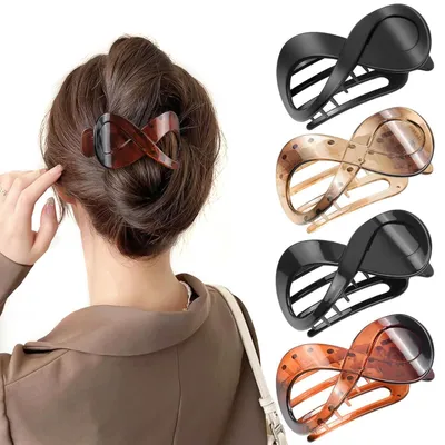 Immagine prodotto di set di 4 fermagli per capelli da donna grandi, antiscivolo, eleganti, gioielli per capelli - lunghezza 8,5 cm