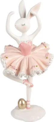 Zdjęcie produktu dla Clayre & Eef figurka dekoracyjna królik 16x16x35 cm biały plastik