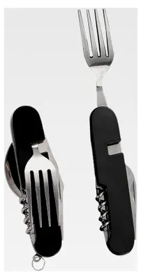 Produktbild von 2er-Set Campingbesteck Klappbesteck Edelstahl 6 in 1 Campingbesteckset Klappbar für Outdoor Reisen