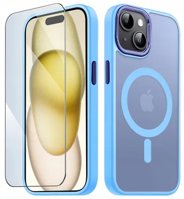 Produktbild von Mattes Magsafe-Case für das iPhone 15 + 9H-Displayschutzfolie
