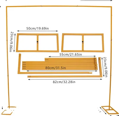 Obrázek produktu pro Stojan na svatební pozadí, rozměr 2,4 m x 2,4 m, zlatá barva, moderní čtvercový design, jak je zobrazeno, 6,7 stopy