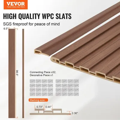 Produktbild von Akustikpaneele aus Holzlatten, 8 Stück, 96 x 6 Zoll, WPC, für moderne Wände, graue Eiche