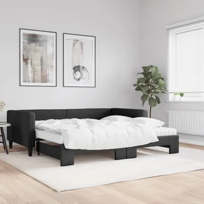 Image de Maison Exclusive - Canapé-lit convertible avec matelas noir 100 x 200 cm en tissu