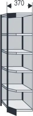Produktbild von Büroregal Progress 2000 Ecke 67x30x225cm 6 Böden m. Rückwand schwarz/lichtgrau
