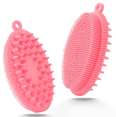 Produktbild von Verbesserte Bade- und Shampoobürste für Körperpeeling; Peeling-Körperbürste zur Anwendung unter der Dusche; Shampoo-Massagebürste zur Entfernung von Schuppen, langlebiger und hygienischer als ein Luffaschwamm (1 Stück)