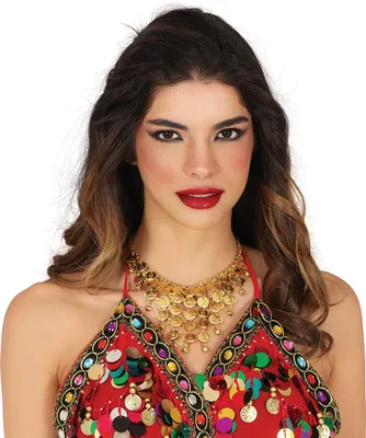 Produktbild von Sheik Eleganz Karneval Halsschmuck Goldmünzen Stilvolle Spielaccessoires für Wüstenprinz Karnevalskostüme Faschingsschmuck Fantasy Inspiriert Glamourös, Farbe: Gold