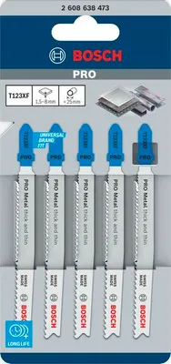 Produktbild von PRO Metal thick and thin T123XF Stichsägeblatt, 100 mm, 5-tlg.