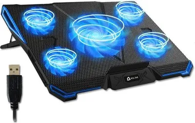 Image de Dissipateur thermique pour ordinateur portable à 5 ventilateurs - Évitez la surchauffe et améliorez la ventilation