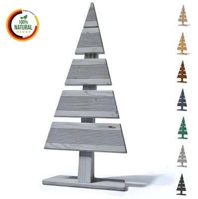 Immagine prodotto di Floranica Albero di Natale in legno naturale 60x27cm Grigio Decorazione natalizia per interni ed esterni albero in legno di larice fatto a mano