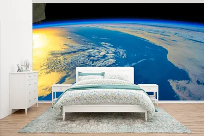 Produktbild von MuchoWow® Fototapete für Wohnzimmer oder Schlafzimmer Wandtapete Vinyl Motivtapete Planeten - Milchstraße - Erde - Licht - 500x280 cm - Fototapeten