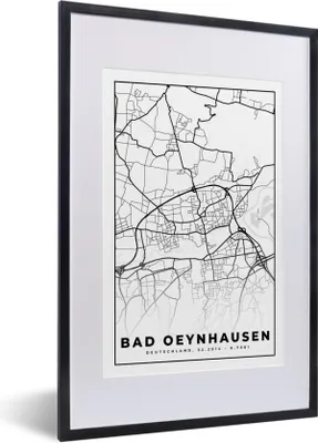 Produktbild von MuchoWow® Gerahmtes Poster Bad Oeynhausen - Karte - Stadtplan 40x60 cm - Poster mit Schwarzem Bilderrahmen Wandposter Rahmen Foto Bilder - Poster in Rahmen