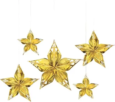 Produktbild von "Glitz & Glam" Hängedekoration Sterne - Gold 5 Stück