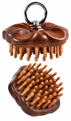 Produktbild von Kopfhautmassagebürste, Massagekamm aus Sandelholz, 54 Zinken, kompakte Kopfmassagebürste für entspannende Haarpflege