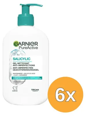 Productafbeelding van 6x Garnier PureActive Schuimende Gezichtsreinigingsgel (250 ml)
