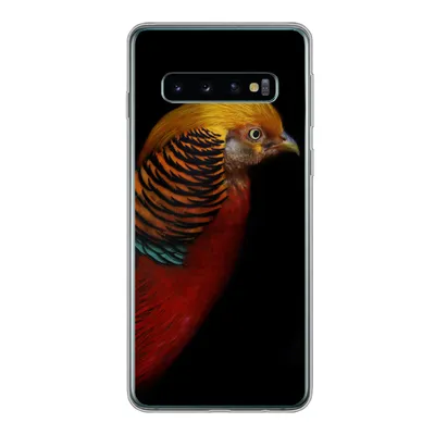 Produktbild von MuchoWow® Handyhülle Schutzhülle Hülle für Samsung Galaxy S10 Vogel - Federn - Schwarz - Porträt Silikon Softcase Handy Hülle