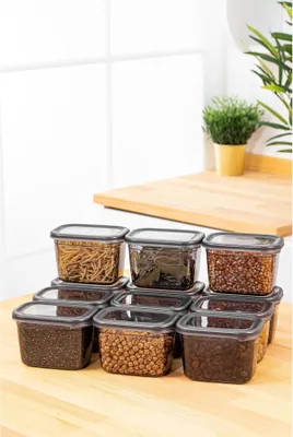 Produktbild von Hermia Concept, BNMPEGYAR12-8, Vorratsdosen, Aufbewahrungsboxen-Set (12-teilig), Anthrazit, Plastik, 14 x 10 x 10 cm