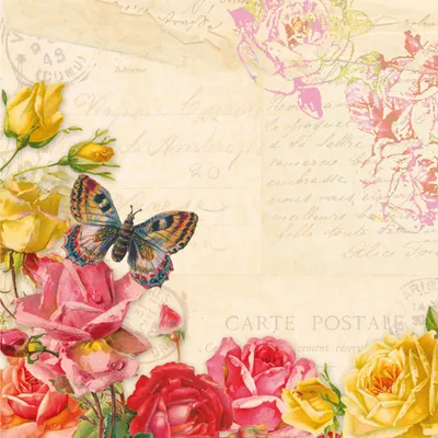 Immagine prodotto di PPD Vintage Butterflies Servietten, 20 Stück, Tischservietten, Tissue, Bunt, 33 x 33 cm, 7377